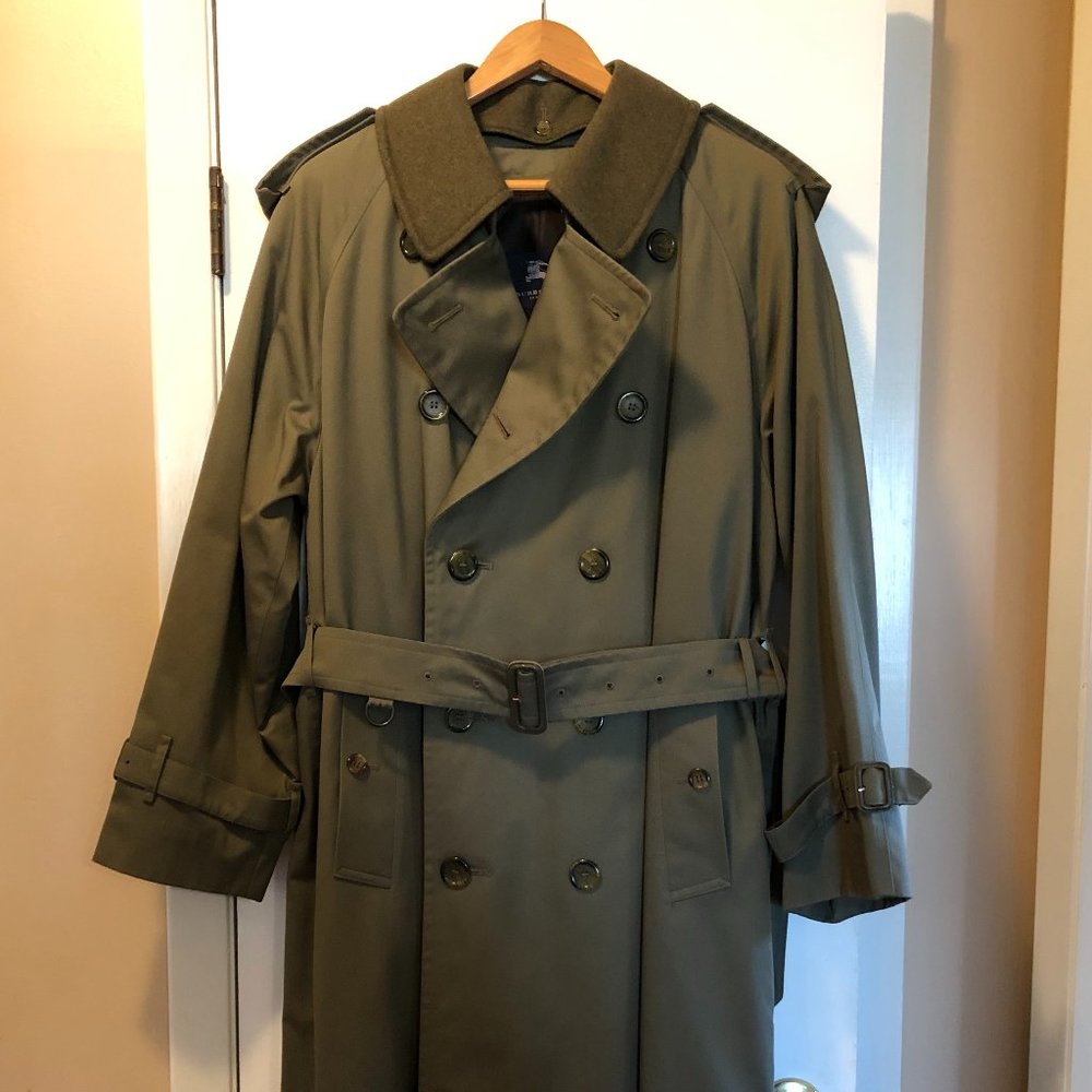 Authentic BURBERRY Men's Trench Coat Olive Green Size 40 S